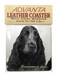Cocker Spaniels with Love Single Leather Photo Coaster