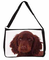 Chocolate Spaniel Puppy Large Black Laptop Shoulder Bag School/College