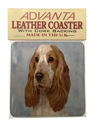 Orange Roan Cocker Spaniel Dog Single Leather Photo Coaster