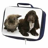 Cute Cocker Spaniel Dog and Rabbit Navy Insulated School Lunch Box/Picnic Bag