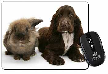 Cute Cocker Spaniel Dog and Rabbit Computer Mouse Mat