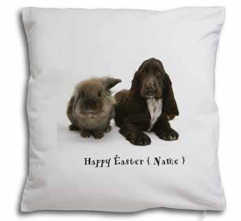 Personalised Rabbit+Dog Soft White Velvet Feel Scatter Cushion
