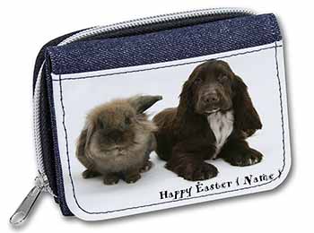 Personalised Rabbit+Dog Unisex Denim Purse Wallet