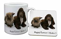 Personalised Rabbit+Dog Mug and Coaster Set