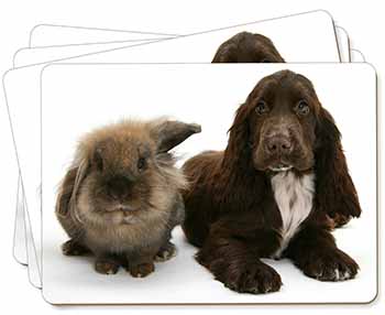 Cute Cocker Spaniel Dog and Rabbit Picture Placemats in Gift Box