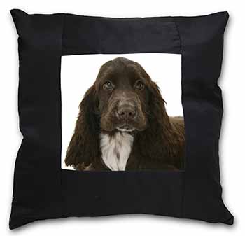 Chocolate Cocker Spaniel Dog Black Satin Feel Scatter Cushion