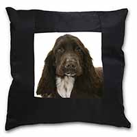 Chocolate Cocker Spaniel Dog Black Satin Feel Scatter Cushion