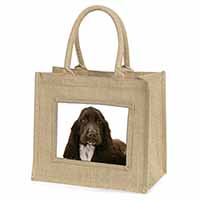 Chocolate Cocker Spaniel Dog Natural/Beige Jute Large Shopping Bag