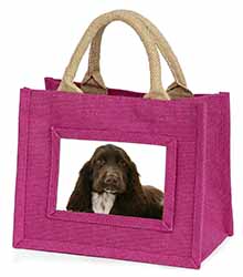 Chocolate Cocker Spaniel Dog Little Girls Small Pink Jute Shopping Bag