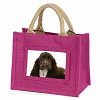 Chocolate Cocker Spaniel Dog Little Girls Small Pink Jute Shopping Bag
