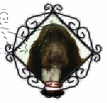 Chocolate Cocker Spaniel Dog Wrought Iron Wall Art Candle Holder