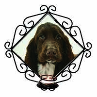 Chocolate Cocker Spaniel Dog Wrought Iron Wall Art Candle Holder