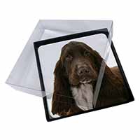 4x Chocolate Cocker Spaniel Dog Picture Table Coasters Set in Gift Box
