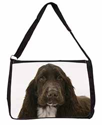 Chocolate Cocker Spaniel Dog Large Black Laptop Shoulder Bag School/College