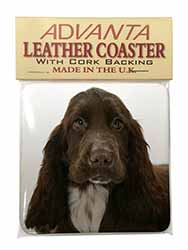 Chocolate Cocker Spaniel Dog Single Leather Photo Coaster