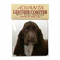 Chocolate Cocker Spaniel Dog Single Leather Photo Coaster