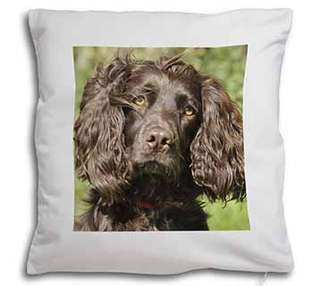 Chocolate Cocker Spaniel Dog Soft White Velvet Feel Scatter Cushion