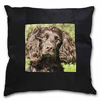 Chocolate Cocker Spaniel Dog Black Satin Feel Scatter Cushion