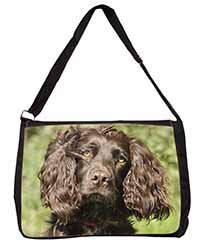 Chocolate Cocker Spaniel Dog Large Black Laptop Shoulder Bag School/College