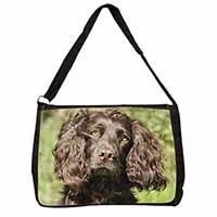 Chocolate Cocker Spaniel Dog Large Black Laptop Shoulder Bag School/College