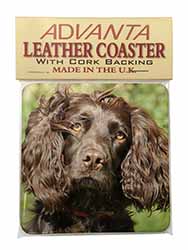 Chocolate Cocker Spaniel Dog Single Leather Photo Coaster