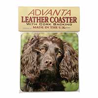 Chocolate Cocker Spaniel Dog Single Leather Photo Coaster