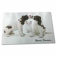 Large Glass Cutting Chopping Board Dogs and Cat 