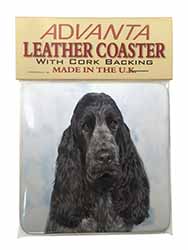 Blue Roan Cocker Spaniel Dog Single Leather Photo Coaster