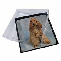 4x Red/Gold Cocker Spaniel Dog Picture Table Coasters Set in Gift Box - Advanta Group®