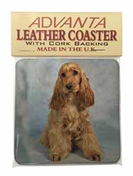 Red/Gold Cocker Spaniel Dog Single Leather Photo Coaster