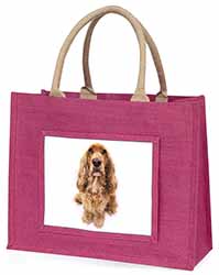 Cocker Spaniel Dog Large Pink Jute Shopping Bag