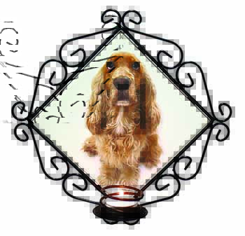 Cocker Spaniel Dog Wrought Iron Wall Art Candle Holder