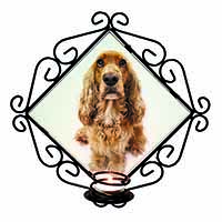 Cocker Spaniel Dog Wrought Iron Wall Art Candle Holder