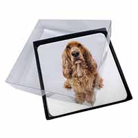 4x Cocker Spaniel Dog Picture Table Coasters Set in Gift Box
