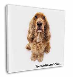 Gold Cocker Spaniel-With Love Square Canvas 12"x12" Wall Art Picture Print