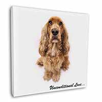 Gold Cocker Spaniel-With Love Square Canvas 12"x12" Wall Art Picture Print