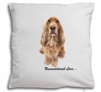 Gold Cocker Spaniel-With Love Soft White Velvet Feel Scatter Cushion