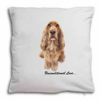 Gold Cocker Spaniel-With Love Soft White Velvet Feel Scatter Cushion