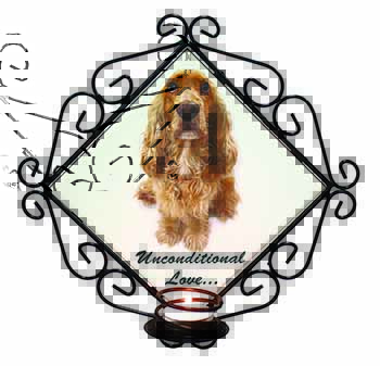 Gold Cocker Spaniel-With Love Wrought Iron Wall Art Candle Holder