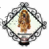Gold Cocker Spaniel-With Love Wrought Iron Wall Art Candle Holder