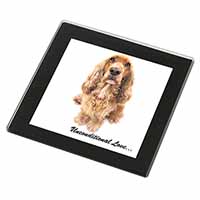 Gold Cocker Spaniel-With Love Black Rim High Quality Glass Coaster