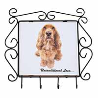 Gold Cocker Spaniel-With Love Wrought Iron Key Holder Hooks