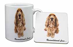 Gold Cocker Spaniel-With Love Mug and Coaster Set