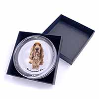 Gold Cocker Spaniel-With Love Glass Paperweight in Gift Box