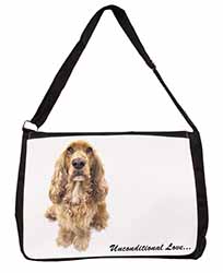 Gold Cocker Spaniel-With Love Large Black Laptop Shoulder Bag School/College