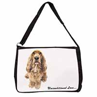 Gold Cocker Spaniel-With Love Large Black Laptop Shoulder Bag School/College