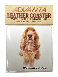 Gold Cocker Spaniel-With Love Single Leather Photo Coaster