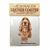 Gold Cocker Spaniel-With Love Single Leather Photo Coaster