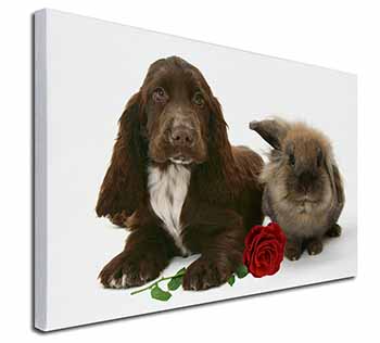 Cocker Spaniel with Red Rose Canvas X-Large 30"x20" Wall Art Print