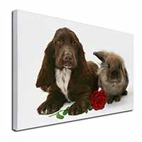 Cocker Spaniel with Red Rose Canvas X-Large 30"x20" Wall Art Print